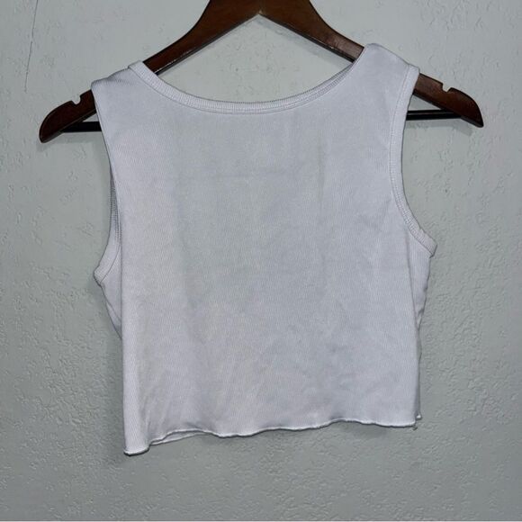 White Cropped Ribbed Tank Top - Picture 6 of 7